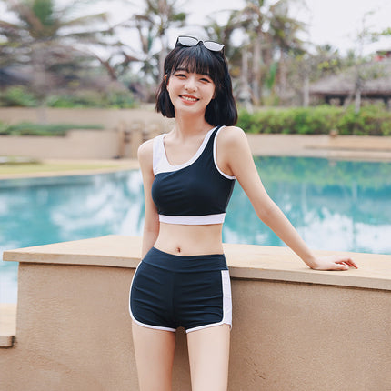 2022 New Swimsuit Women's Conservative Belly-Covering Slimming Korean ins Fairy Fan Pingjiao Three-Piece Hot Spring Swimsuit