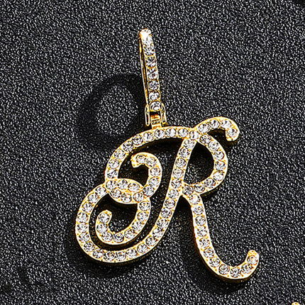 Foreign trade popular products full diamond hip hop jewelry grass letter pendant melon seed buckle Cuban chain accessories Amazon exclusive