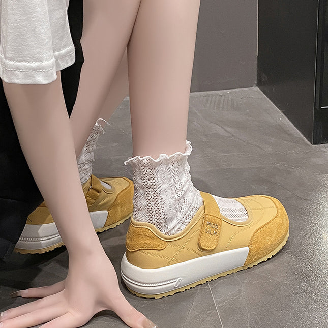 Thick-Soled Velcro Flats for Women 2025 Summer New Fashion Versatile and Comfortable Color Matching Casual Mary Jane Loafers