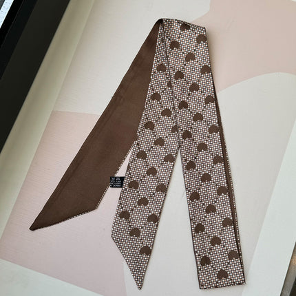 Lined Letter C Puppy Double-Layer Printed All-Match Tie Bag Ribbon Hair Band Ribbon Women's Decorative Small Scarf
