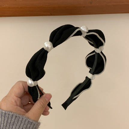 Internet Red Square Explosions Contrast Braid Head Band Wide Edge Non-Slip High-Level Hair Band 2023 New Style Hair Card for Women