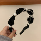 1#Black pearl strap headband