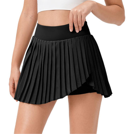 New Tennis Skirt Pleated Skirt Women's Yoga Sports Skirt High Waist Fake Two-piece Anti-light Running Fitness Skirt