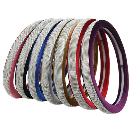 Cross-border new car steering wheel cover leather fashion rhinestone gold silk plush Four Seasons universal Diamond steering wheel cover