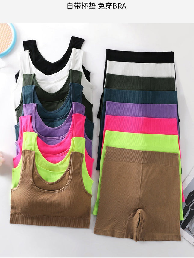 Spring new nylon leisure sports vest suit sponge cushion women fitness vest factory direct wholesale