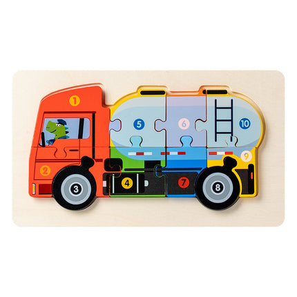 Wooden cross-border children's buckle three-dimensional puzzle cognitive digital matching puzzle early education puzzle 3D Enlightenment toy