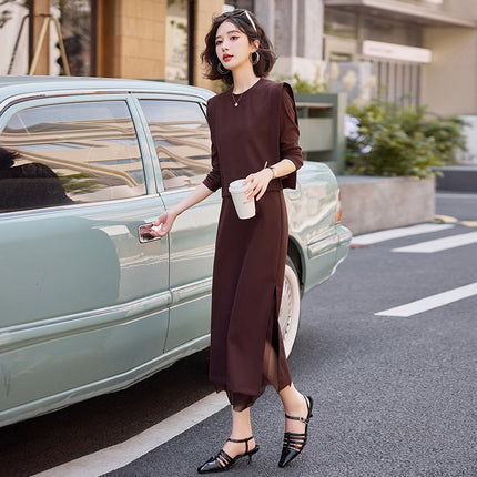 Fashionable Casual Sweatshirt Set Dress for Women 2025 Spring and Autumn New Slimming Elegant Age-Reducing Two-Piece Skirt Set