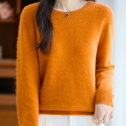 First-Line Ready-To-Wear 100% Pure Wool Round Neck Knitwear Women's New Autumn and Winter Seamless Knitwear Slimming Look Versatile Knitwear