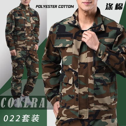 Crotch overalls men's spring and summer loose stain-resistant group wear workwear building tear-proof camouflage clothing suit