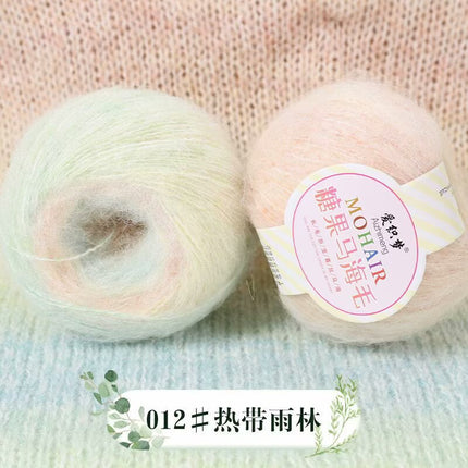 Candy Mohair Section Dyed Wool Hand-Knitted Sweater Cardigan Colorful Gradient Wool Thread Fine Wool Thread
