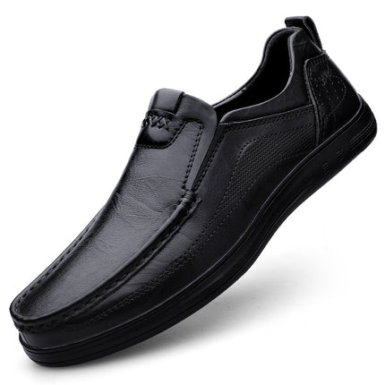 Fall 2023 men's leather shoes comfortable breathable new wide surface middle-aged loafers work breathable leather shoes