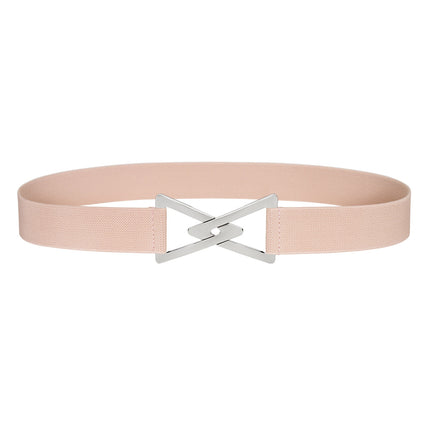 New Women's Elastic Waistband Gold and Silver Decorative Dress Elastic Thin Waistband Simple and Versatile Triangle Buckle