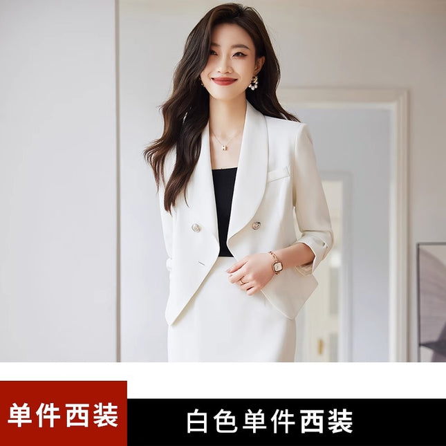Black Suit suit Women's Spring and Summer New Professional Temperament Goddess Fan High-class Suit Jacket Two-piece Suit Dress