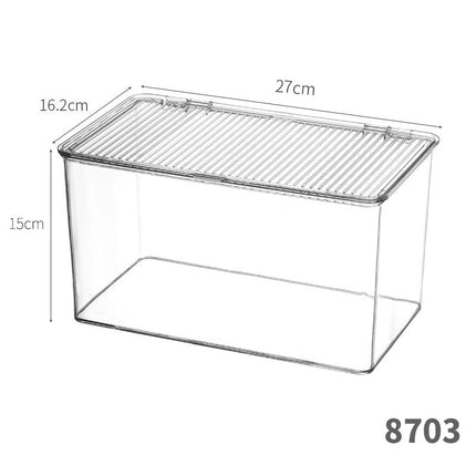 Desktop Storage Box with Lid Flip-Top Rectangular Transparent Acrylic Storage Box Kitchen Cosmetics Sundry Work Station
