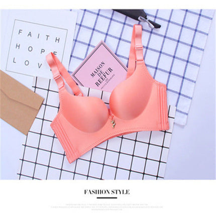 Hong Kong genuine goods happy Fox underwear women's wireless solid color sexy seamless small chest push up breast bra
