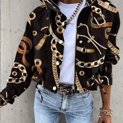 2026 Spring Women's Jacket Amazon Aliexpress New Cross-Border Printed Short Casual Jacket Women's Top