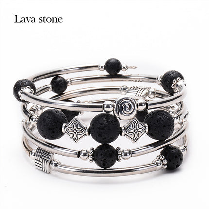 2026 New European and American Fashion Imperial Stone Wrap Bracelet for Women, Layered Multi-Wrap Natural Stone Bracelet Wholesale