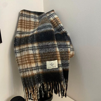 Atmospheric Imitation Cashmere Plaid Scarf for Women in Winter Thickened Warm Scarf for Students Versatile Scarf Live Broadcast Hot Cross-Border