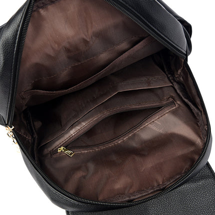 Spring 2025 New Soft Leather Women's Fashionable Backpack high quality Textile All-match Travel Large Capacity Anti-theft Bag