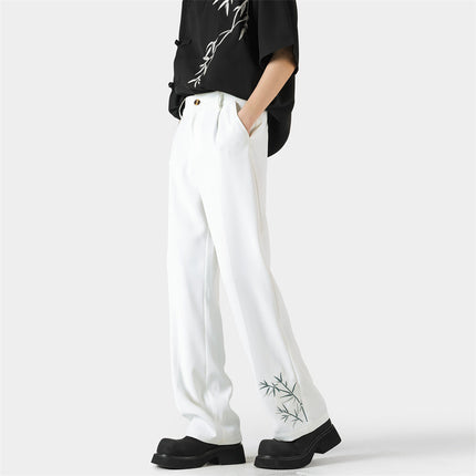 wasuup Chinese Style Ice Silk Micro-La Casual Trousers Men's Summer New Style Thin Guofeng Button Straight Pants for Summer