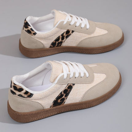 2025 Spring and Autumn Retro Leopard Print German Training Shoes Women's Cross-Border Round Toe Lace-Up Large Size Casual Versatile Women's Sneakers Foreign Trade