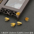 10 p/bag / Octagonal pointed leaf 10x 8mm aperture about 1.5mm gold