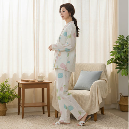 Spring, Summer, and Autumn Pure Cotton Three-Layer Gauze Kimono-Style Maternity Wear, Postpartum Nursing Pajamas, Maternity and Delivery Home Wear