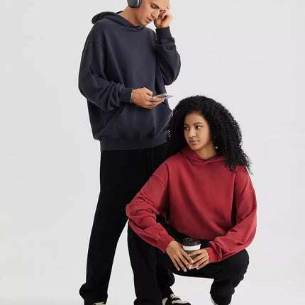 420g Washed Hooded Sweatshirt for Men and Women, Sports Slim Fit, Vintage Street Style, Heavyweight Pure Cotton, Loose Fit Hoodies