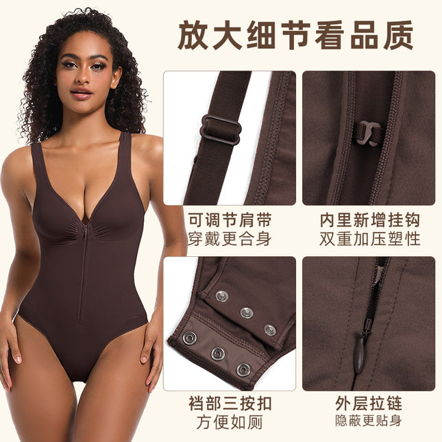 New Kardashian Sk Style Lingerie Camisole with Zipper, Seamless Backless Design, Three-Dimensional Hip-Lifting Shapewear Bodysuit