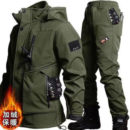 Autumn and Winter Three-in-One Charge Clothes Removable Inner Cold-proof Warm Two-piece Windproof Water-splashing and Dirty-resistant Work Clothes