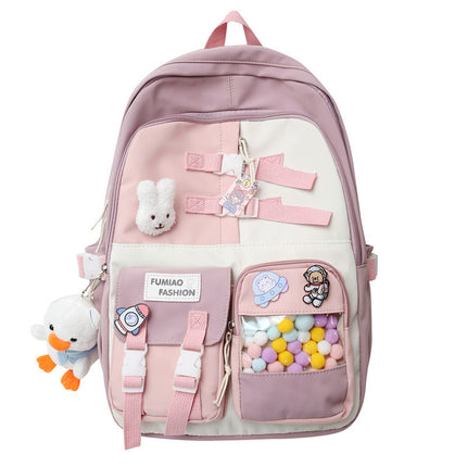 Wholesale New Casual Fashion Korean Style Fresh Color Contrast Backpack Middle School Student Schoolbag Japanese Niche Design Backpack