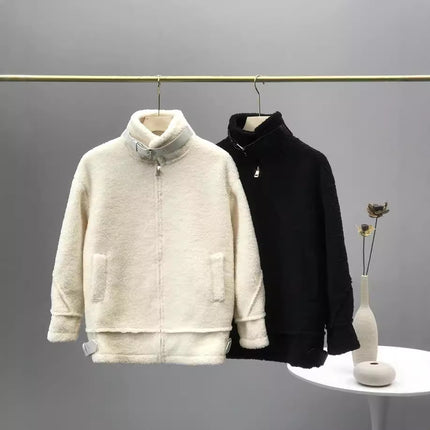 24 Autumn and Winter Paris Home Lambskin Jacket Back Letter Embroidered Warm Comfortable Lined Suede Jacket