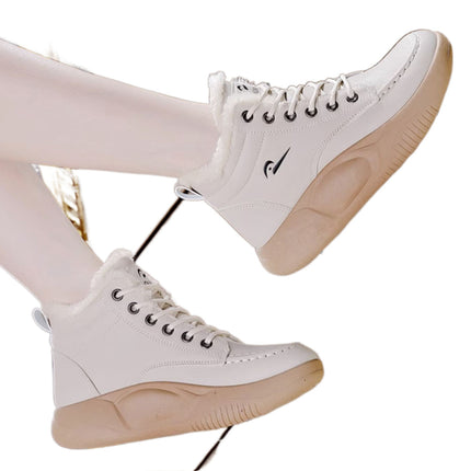 Winter fleece-lined cotton shoes women's shoes 2024 new white shoes thick bottom casual soft bottom sneaker