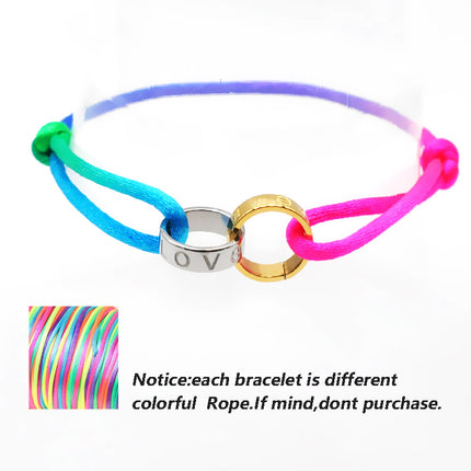 Cross-border supply Foreign Trade hand-woven couple stainless steel bracelet love double ring bracelet adjustable bracelet