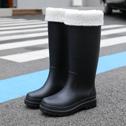 New High-Top Rain Boots for Women, Fashionable Outdoor Fishing Water Shoes, Waterproof and Non-Slip Long-Tube Rubber Shoes, Camping Work Rain Boots