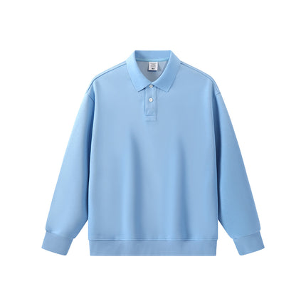 New Cross-Border 350g Cotton Polo Collar Sweatshirt for Men and Women, Couple's Sweatshirt, Autumn and Winter Loose Long-Sleeve Solid Color Top