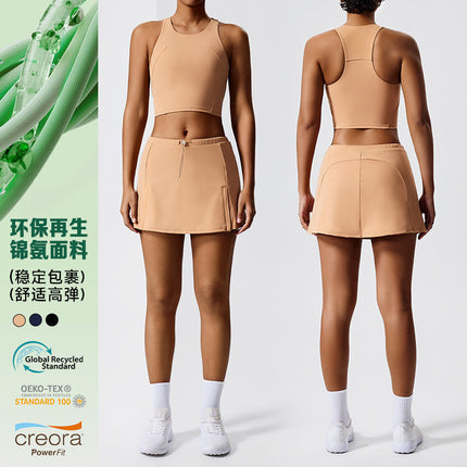 Cross-border Eco-friendly Renewable Fabric Tight Sports Skirt with Chest Pad Outdoor Golf Fitness Tennis suit Women