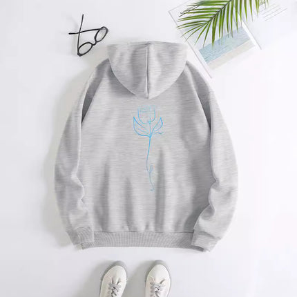 Fashion Joker Hoodie Line Flower Print