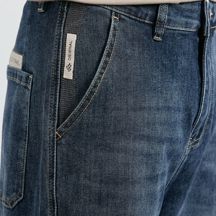 Wange Men's Combed Cotton Washed Stretch Jeans 2025 Spring and Autumn Slightly Loose Casual Small Straight-Leg Pants