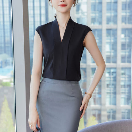 Broadcasting host's suit with women's suit long sleeve shirt base vest formal dress art examination mirror shirt