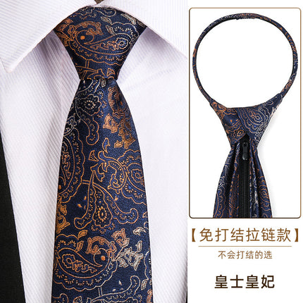 Dress Business Tie Men's and Women's Groom Wedding Black Zipper Korean Narrow No Lazy Striped Bow Tie Plaid