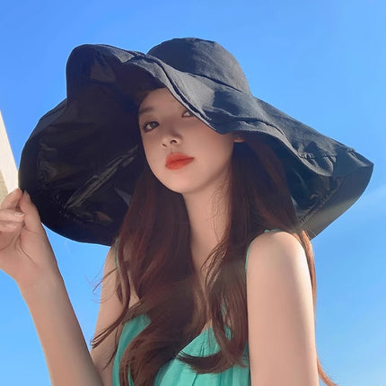 New Sun Protection Hat for Women in Summer, Uv Protection, Casual and Versatile Vinyl All-Round Oversized Brim Sun Protection Hat