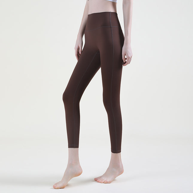 Autumn and Winter Brushed Yoga Fitness Naked-Feel Tight High-Waisted Tummy Control Sports Leggings Women's Running Cycling Butt-Lifting Yoga Pants