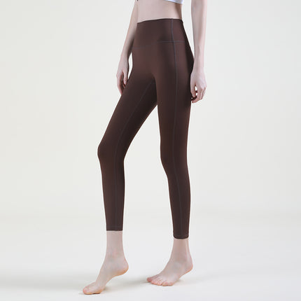 Autumn and Winter Brushed Yoga Fitness Naked-Feel Tight High-Waisted Tummy Control Sports Leggings Women's Running Cycling Butt-Lifting Yoga Pants