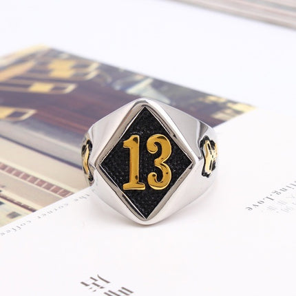 Cross-border Stainless Steel New Jewelry Personality Skull Titanium Steel Men's Ring Room Gold Number 13 Index Finger Ring