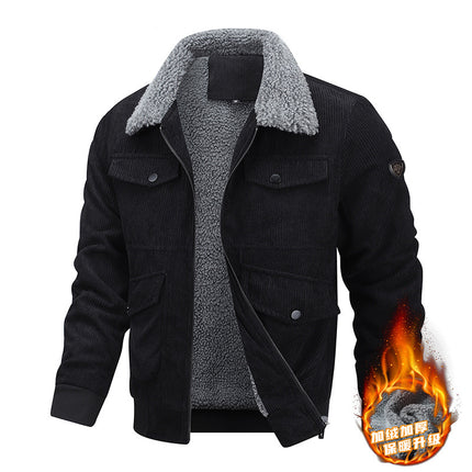 Cross-border winter cotton-padded coat men's plus size thickened lamb wool cold-proof warm collar high-grade corduroy coat cotton-padded coat