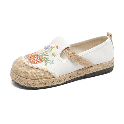 2026 New Ethnic Style Embroidered Cloth Shoes, Shallow Slip-On Low-Top Old Beijing Cloth Shoes, Woven Round-Toe Cloth Shoes for Women