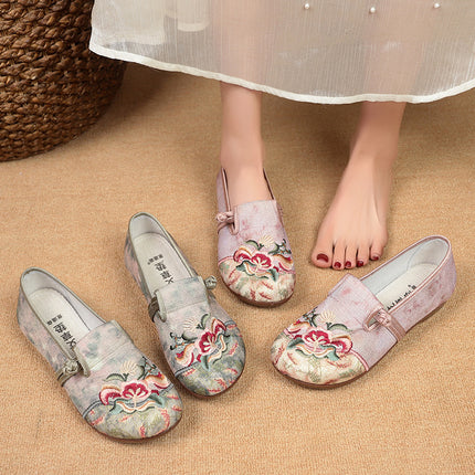 New Style Old Beijing Cloth Shoes for Women, Linen Embroidered, Breathable and Comfortable, Mugwort Deodorant Mom Shoes, Slip-On 625-07