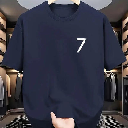 New Heavyweight Round Neck Short-Sleeved T-Shirt for Men, Cross-Border Popular Loose Printed Logo Bottoming Shirt for Men and Women, Half-Sleeved T-Shirt