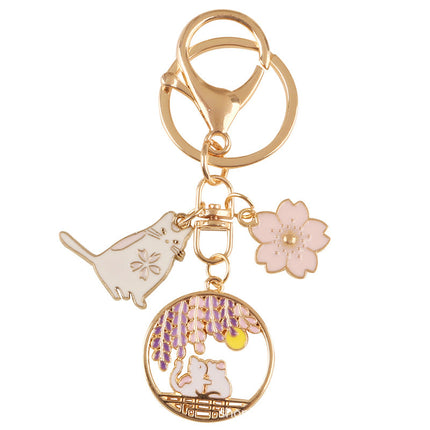 Cross-Border European and American Cute Cartoon Cat Keychain Zinc Alloy Creative Love Cat Keychain Wholesale in Stock